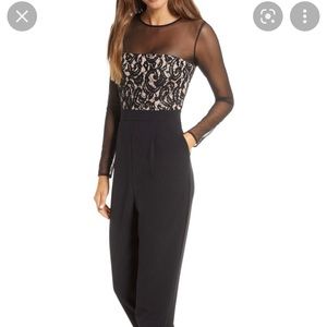 Vince Camuto Long Sleeve Lace Black Jumpsuit Size 4